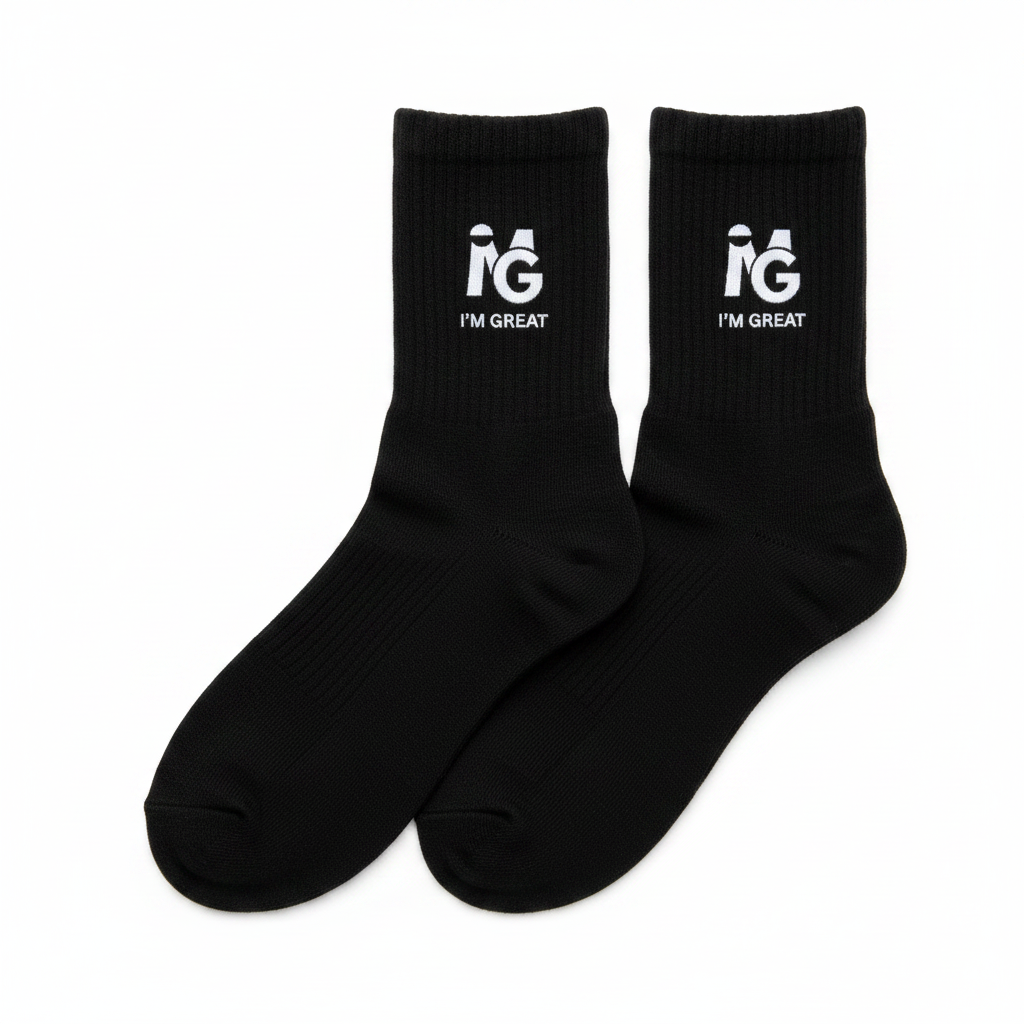 I'M GREAT Crew Socks - Black