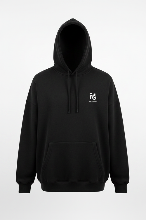I'M GREAT Heavyweight Hoodie - Black Front