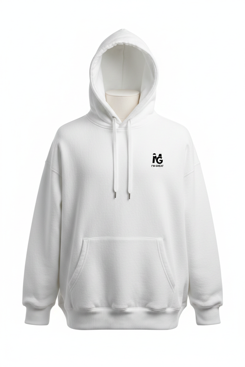 I'M GREAT Heavyweight Hoodie - White Front
