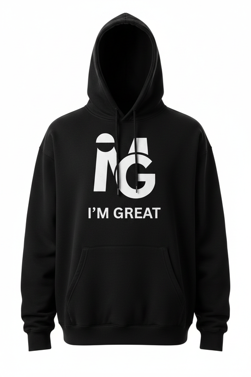 I'M GREAT Statement Pullover Hoodie - Black
