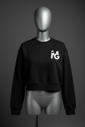I'M GREAT Fleece Crop Top in black with white IG logo